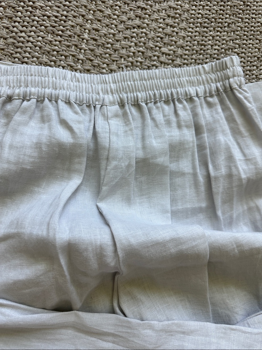 Magaschoni Cream Linen Elastic-Waist Pants - Picture 7 of 7